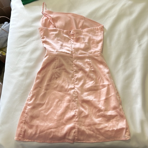 Altered State Pink One Shoulder Faux Wrap Mini Dress - Picture 2 of 2